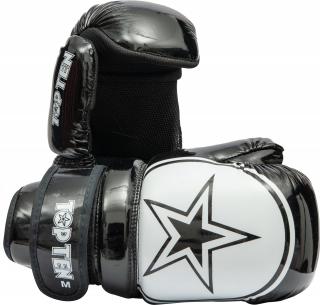 Manusi de kickboxing   Glossy Block Star  , aprobate WAKO, Top Ten, Negru Alb, L