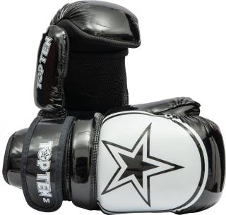 Manusi de kickboxing   Glossy Block Star  , aprobate WAKO, Top Ten, Negru Alb, M