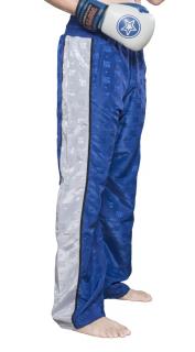 Pantaloni Kickboxing   Stripes  , aprobat WAKO, Top Ten, Albastru-Alb, XL