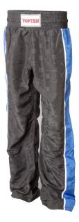 Pantaloni Kickboxing   Stripes  , aprobat WAKO, Top Ten, Negru-Albastru, 2XL