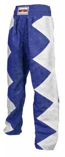 Pantaloni Kickboxing , zChamp, œ, aprobat WAKO, Top Ten, Alb-Albastru, XL