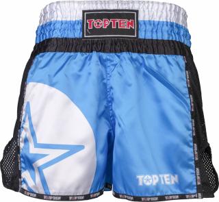 Pantaloni scurti Thaibox, Top Ten, model   Star  , aprobat WAKO, albastru, marime S