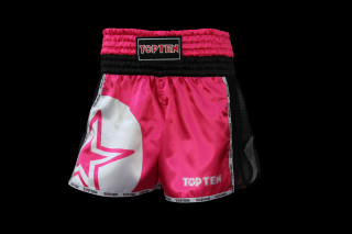 Pantaloni scurti Thaibox, Top Ten, model   Star  , aprobat WAKO, Roz, marime XS