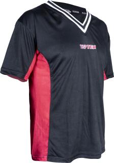 T-Shirt, V-Neck for kickboxing , œSlimFit,   - black-red, size 140   140 cm
