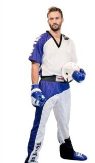 Uniforma Kickboxing Bow, aprobat WAKO, Top Ten, Alb-Albastru, 180 cm