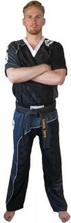 Uniforma Kickboxing Bow, aprobat WAKO, Top Ten, Negru-Argintiu, 140 cm
