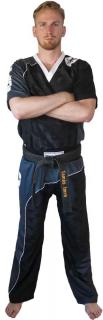 Uniforma Kickboxing Bow, aprobat WAKO, Top Ten, Negru-Argintiu, 170 cm