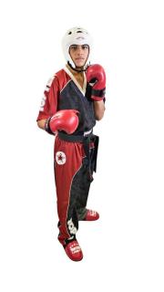 Uniforma Kickboxing Bow, aprobat WAKO, Top Ten, Rosu-Negru, 170 cm