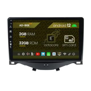 Navigatie Citroen C1   Peugeot 108   Toyota AYGO (2014-2022), Android 12, E-Octacore   2GB RAM + 32GB ROM, 9 Inch - AD-BGE9002+AD-BGRKIT101