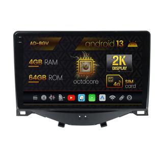 Navigatie Citroen C1   Peugeot 108   Toyota AYGO (2014-2022),  Android 13, V-Octacore   4GB RAM + 64GB ROM, 9.5 Inch - AD-BGV9004+AD-BGRKIT101