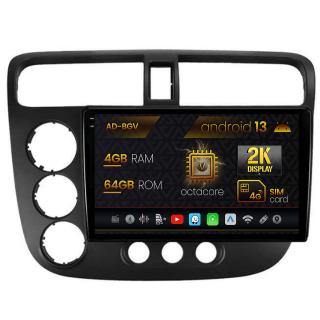 Navigatie Honda Civic (1998-2005), Android 13, V-Octacore   4GB RAM + 64GB ROM, 9.5 Inch - AD-BGV9004+AD-BGRKIT018