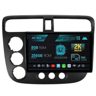 Navigatie Honda Civic (1998-2005), Android 13, X-Octacore   8GB RAM + 256GB ROM, 9.5 Inch - AD-BGX9008+AD-BGRKIT018