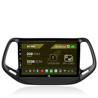 Navigatie Jeep Compass (2016+),  Android 12, E-Octacore   2GB RAM + 32GB ROM, 10.1 Inch - AD-BGE10002+AD-BGRKIT287