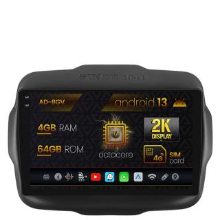 Navigatie Jeep Renegade (2014-2018), Android 13, V-Octacore   4GB RAM + 64GB ROM, 9.5 Inch - AD-BGV9004+AD-BGRKIT286