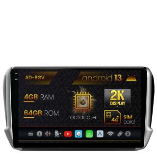 Navigatie Peugeot 208 2008 (2012+), Android 13, V-Octacore   4GB RAM + 64GB ROM, 10.36 Inch - AD-BGV10004+AD-BGRKIT258