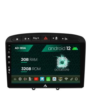 Navigatie Peugeot 308 408 (2008-2013), Android 13, A-Octacore   2GB RAM + 32GB ROM, 9 Inch - AD-BGA9002+AD-BGRKIT265