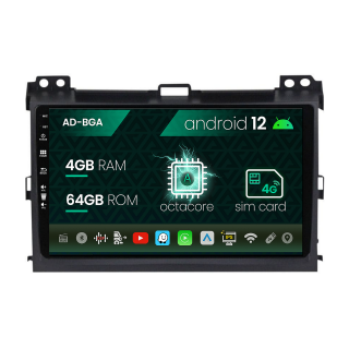 Navigatie Toyota Prado J120 (2002 - 2010), Android 13, A-Octacore   4GB RAM + 64GB ROM, 9 Inch - AD-BGA9004+AD-BGRKIT083