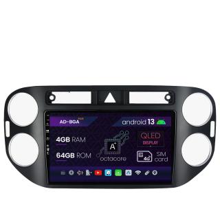 Navigatie Volkswagen Tiguan (2008-2010), Android 13, A-Octacore   4GB RAM + 64GB ROM, 9 Inch - AD-BGA9004+AD-BGRKIT035