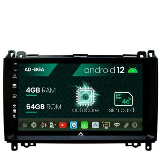 [RESIGILAT] Navigatie Mercedes Benz Sprinter, Viano, Vito, A B Class, Crafter, Android 13, A-Octacore   4GB RAM + 64GB ROM, 9 Inch - AD-BGA9004+AD-BGRKIT407RES