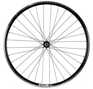 Roata Bicicleta Fata Atlas 28  , Profil Dublu Culoare Natur Negru, Cnc, Spite Otel Nichelate, Butuc Quando Kt-A15F, Qr, 32 H