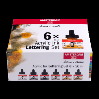 Amsterdam Lettering set de cerneală acrilică 6 x 30 ml