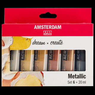 Culori acrilice Amsterdam - set 6 x 20ml - Metallic