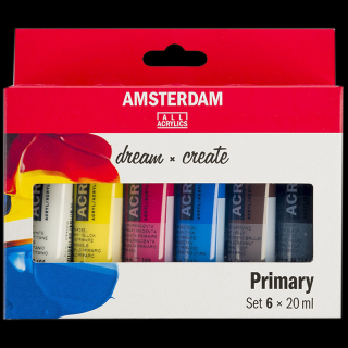 Culori acrilice Amsterdam - set 6 x 20ml - Primary