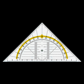 Leniar triunghi geometric cu raportor - 16cm (Leniar triunghi)