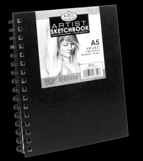 Royal &amp; Langnickel black sketch book - A5, 80 de coli