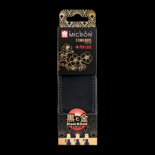Sakura set Pigma Micron Black &amp; Gold Edition 3pcs + husă