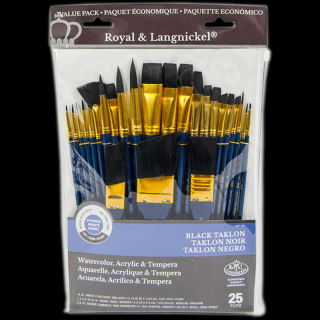 Set artistic avantajos de pensule Royal Langnickel - Negru –set de 25 buc