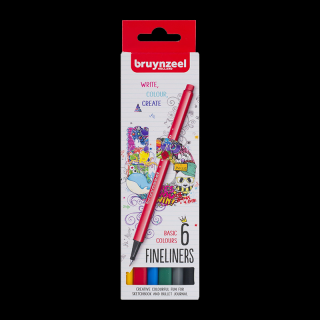 Set de markere Bruynzeel Fineliners 6buc - Basic (Set de)