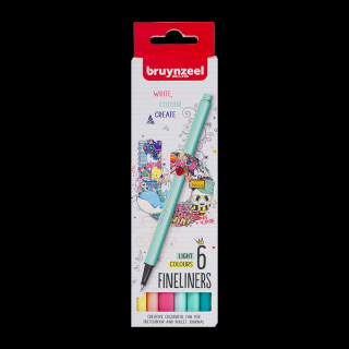 Set de markere Bruynzeel Fineliners 6buc - Light (Set de)