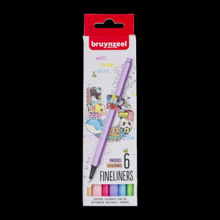 Set de markere Bruynzeel Fineliners 6buc - Pastel (Set de)