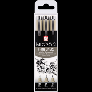 Set de stilouri tehnice SAKURA Pigma Micron - 3 bucăți - 005, 01, 03 ()