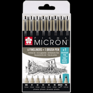 Set pixuri tehnice SAKURA Pigma Micron - 7 + 1buc GRATUIT