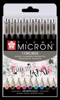 Stilou creativ SAKURA Pigma® Micron Fineliners – set de 9 buc