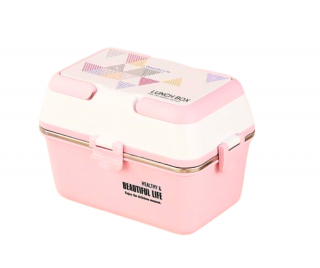 Caserola termica, 3 compartimente, Pink