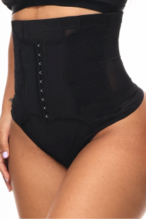 Chilot modelator, tanga cu talie inalta  si corset, prindere mos si baba, dantela, Shapella, Black