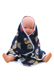 Paturica bebe polar fleece, Bears, Blue Navy, 75x75 cm