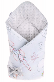 Paturica Wrap Bebe, Bunny, doua fete, Bumbac antialergic, 80x80 cm