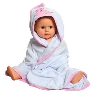 Prosop de baie cu gluga din bumbac, Giraffe, White Pink