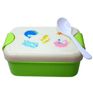 Set cutie alimente cu lingura, dreptunghiular, Green