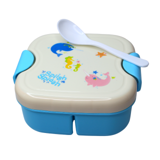 Set cutie alimente cu lingura, patrat, Blue