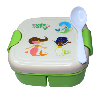 Set cutie alimente cu lingura, patrat, Green