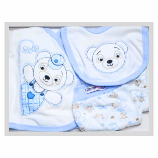 Set maternitate bumbac, nou-nascut, Bear, Blue - 5 piese