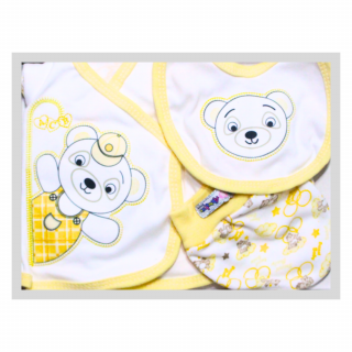 Set maternitate bumbac, nou-nascut, Bear, Yellow - 5 piese