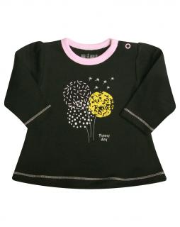 Bluza   cu maneca lunga ,bumbac organic100%, Negru Baloane