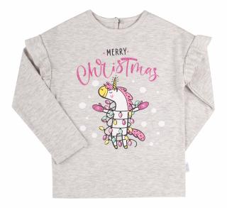 Bluza cu maneca lunga, fete, Gri Unicorn Christmas