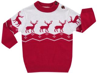 Bluza cu maneca lunga, tricotata, baieti, Alb Rosu-Reni, Christmas